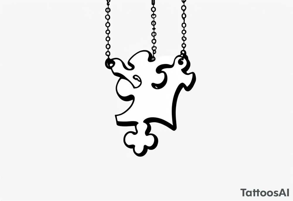 single puzzle piece as a charm hanging off one of the letters "to my favorite sister" tattoo idea