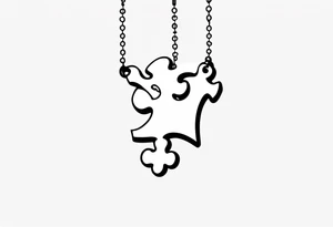 single puzzle piece as a charm hanging off one of the letters "to my favorite sister" tattoo idea