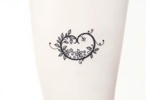 An elegant intertwined wedding band, with delicate floral engravings and sparkling diamond details, symbolizing eternal love. tattoo idea