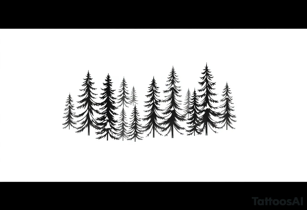 Coniferous forest tattoo sleeve black and gray tattoo idea