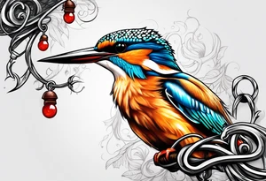 a kingfisher is trapped in a lot of chain tattoo idea