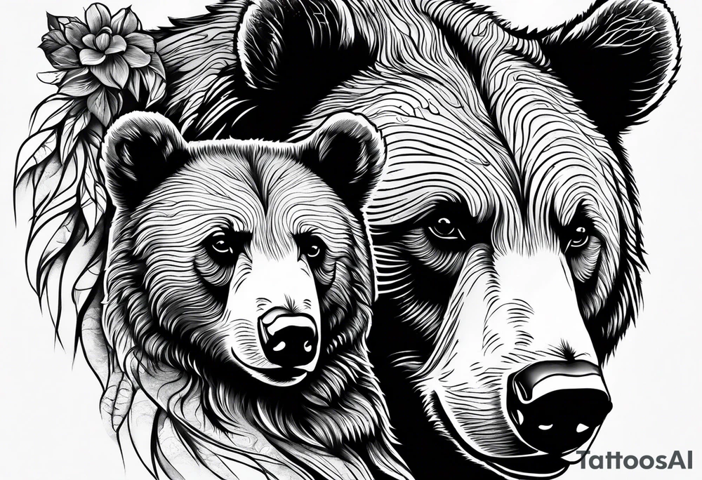 A bear and it’s cub tattoo idea