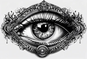 eye with open gate in the middle tattoo idea
