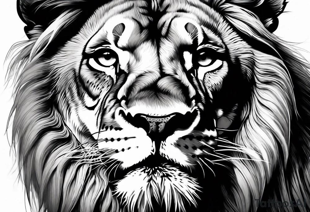 lion close up angry tattoo idea