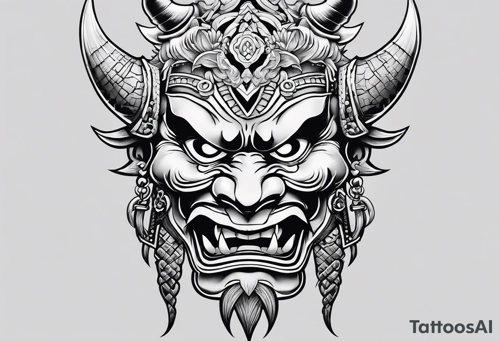 Oni mask tattoo idea