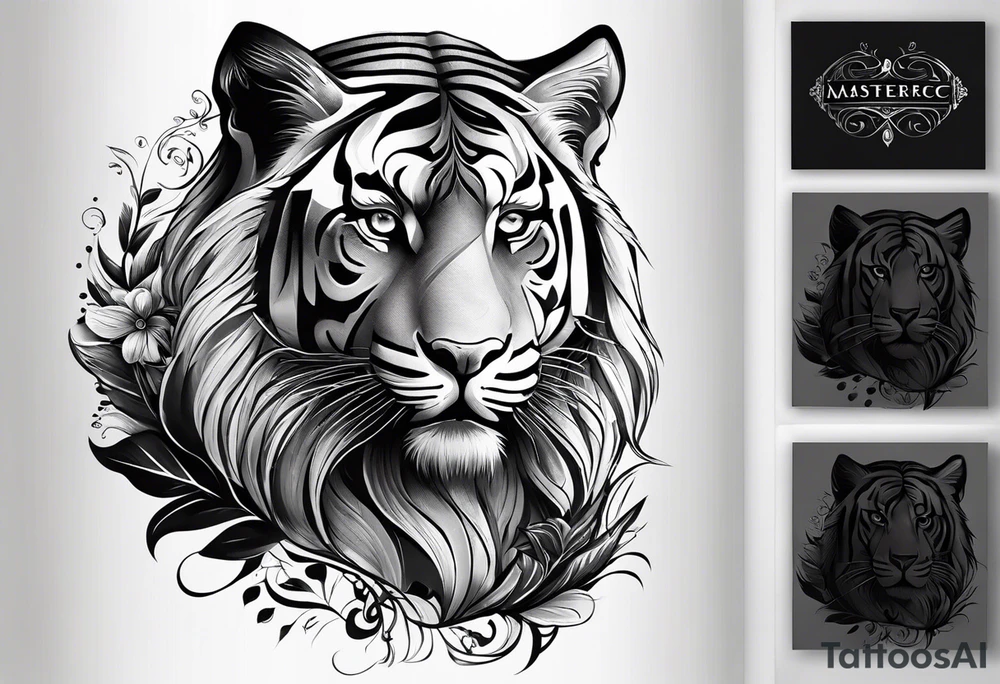 Тигр и тигрёнок в профиль tattoo idea