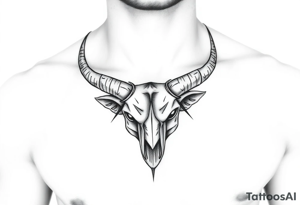 Tattoo with horns just barley touching collarbone tattoo idea Tattoo with horns just barley touching collarbone tattoo idea