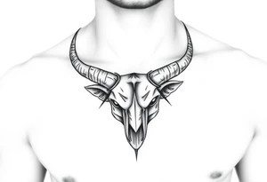 Tattoo with horns just barley touching collarbone tattoo idea