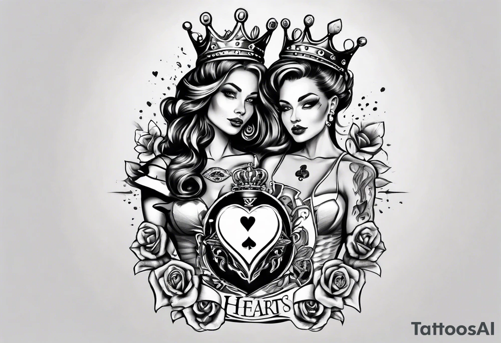 King of hearts with a queen around his arm. tattoo idea