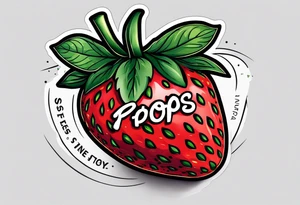 lonely strawberry wrapped in banner saying Pops tattoo idea