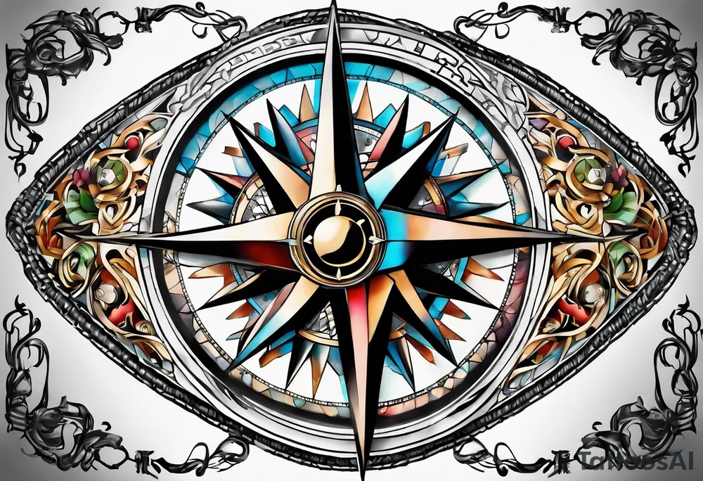 Compass on chain tattoo idea