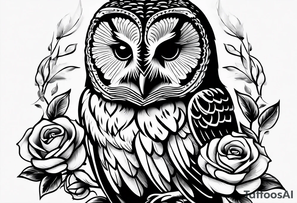 Barred owl and a rose tattoo idea