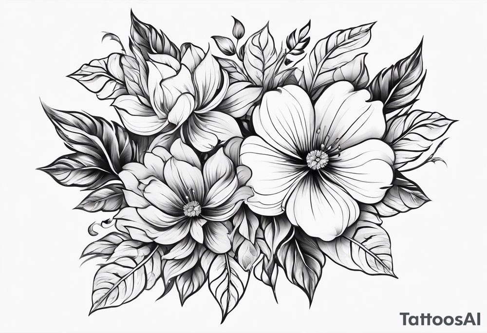 Curved floral leaves; s-shape tattoo idea