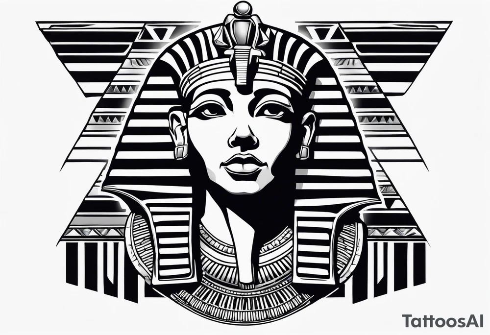 I want a Egyptian pharaoh skeleton in a headress facing the side full realistic detail for a tattoo tattoo idea