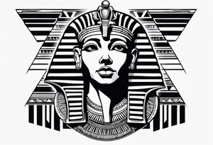 I want a Egyptian pharaoh skeleton in a headress facing the side full realistic detail for a tattoo tattoo idea