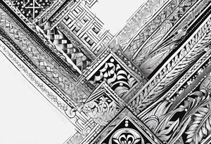 narrow rectangle strip made of quantum atoms tattoo idea