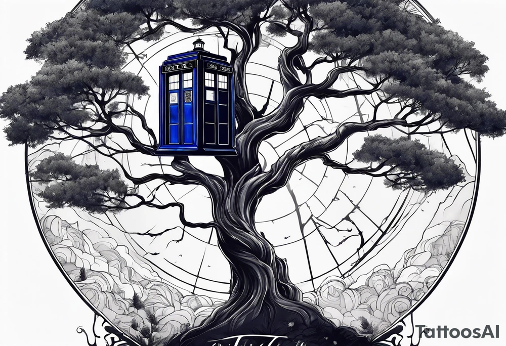 Tree with Jedi symbol and a tardis tattoo idea