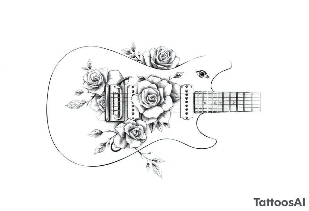 Electric guitar with rose designs on it tattoo idea