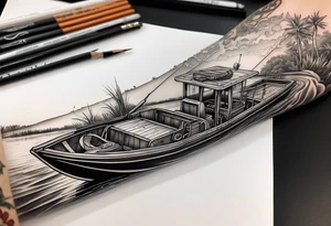 Arm sleeve airboat driving through the Everglades tattoo idea