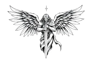 Holy Archangel, Biblical, Christianity, Heavenly Army, Hebrew, Guards of Christianity, Holding a sword, having six wings, seraphim tattoo idea