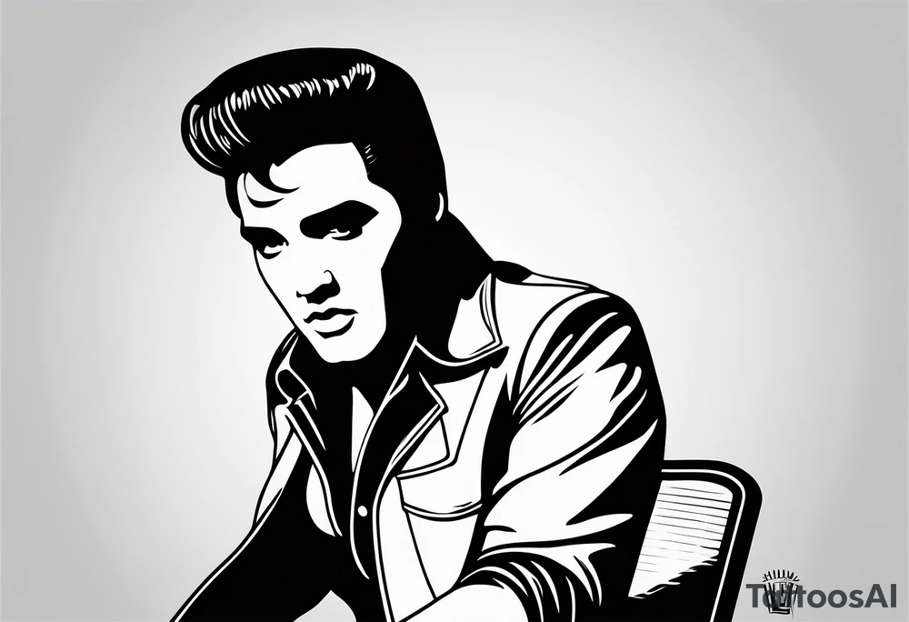 Elvis las Vegas with a microphone minimalistic in a box which has the form of a diamond tattoo idea