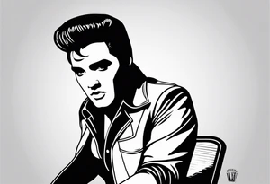 Elvis las Vegas with a microphone minimalistic in a box which has the form of a diamond tattoo idea