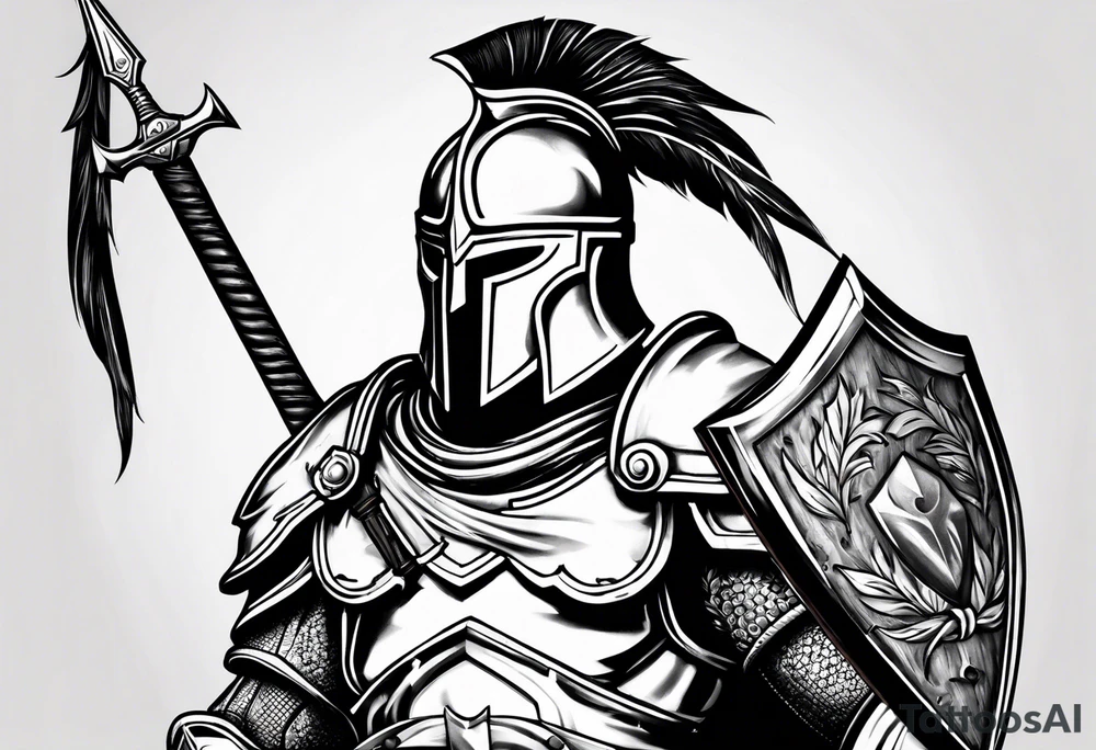 Spartan sword and shield tattoo idea