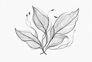 Create a delicate tattoo with beautiful flowing and delicate leaves in fineline minimalistic style tattoo idea