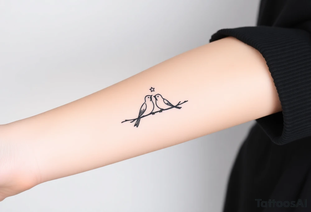 two birds sitting, stars and infinite theme couples tattoo tattoo idea