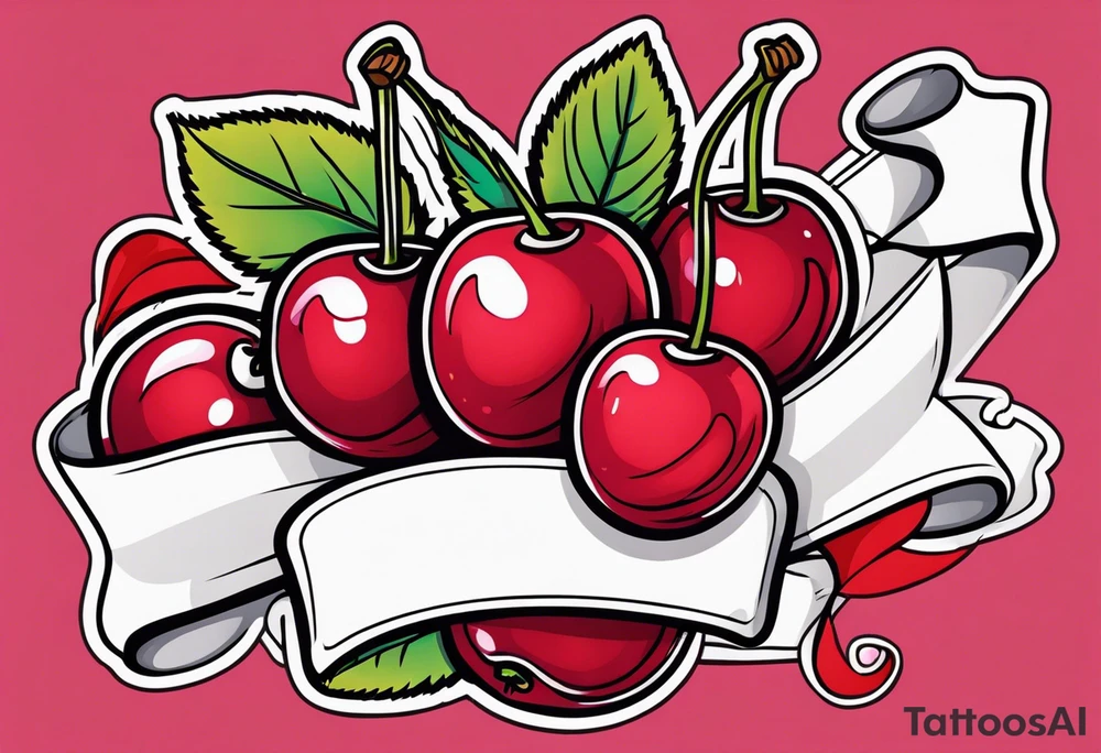 Cherries with ribbon tattoo idea