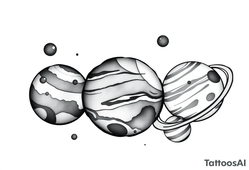 Cute cartoony planets tattoo idea