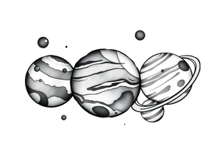 Cute cartoony planets tattoo idea