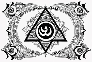 Om symbol with third eye and pyramids tattoo idea