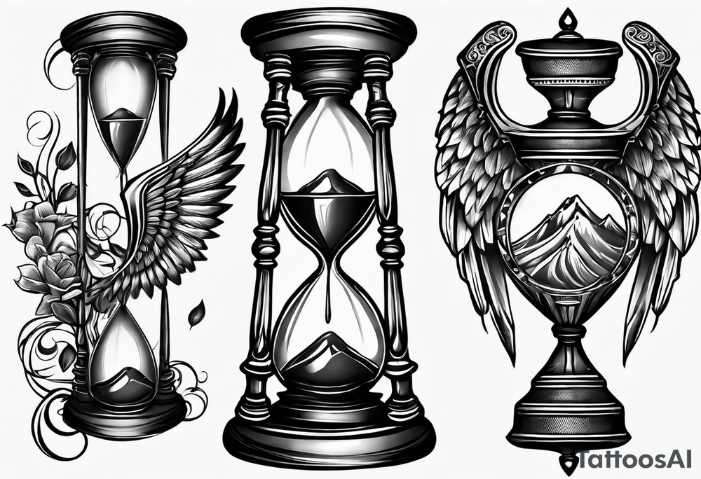 hourglass with wing carpe diem for men tattoo idea