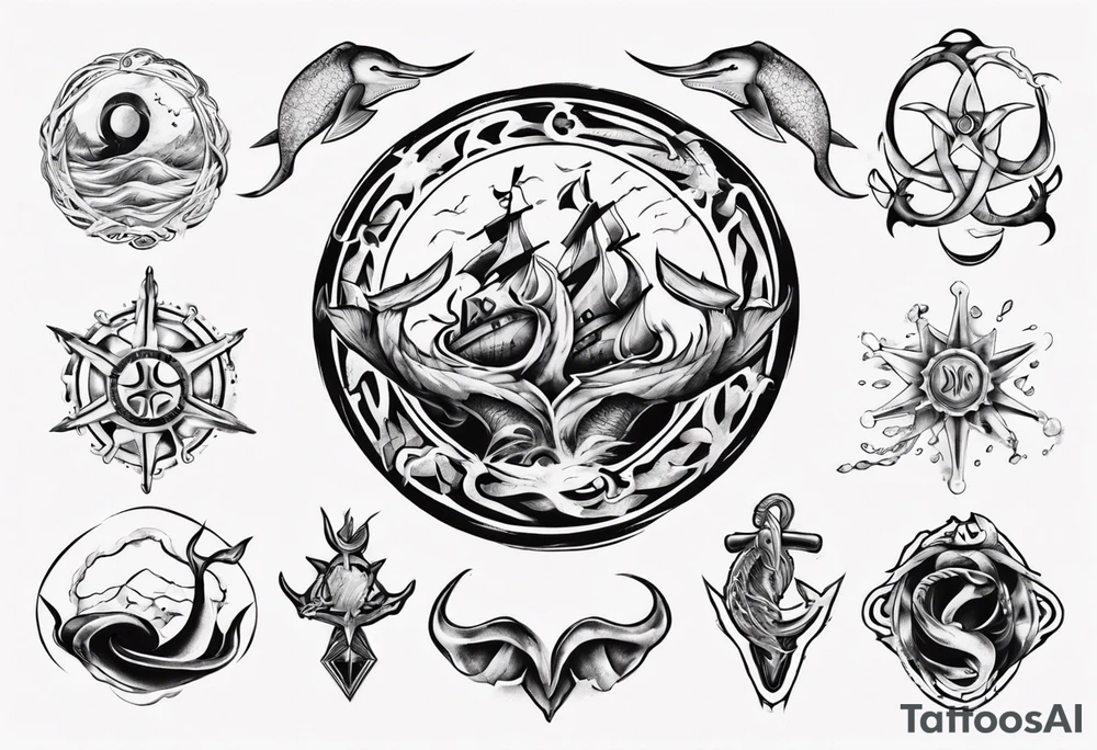Symbol of the ocean that represents strength, love and unity tattoo idea