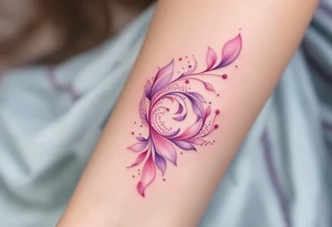 A pastel pink and lavender spiral with flowing petals, giving it a floral, dreamy appearance. tattoo idea