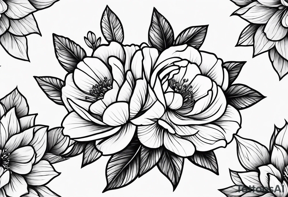 Small bunch of line work flowers tattoo idea