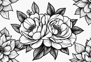 Small bunch of line work flowers tattoo idea