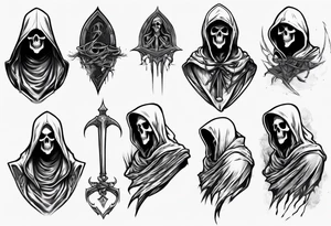 Upper half of a hooded reaper with no weapon tattoo idea