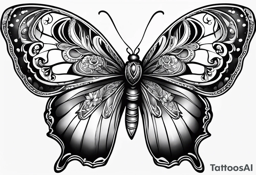 Borboleta com um coração de chama tattoo idea Borboleta com um coração de chama tattoo idea