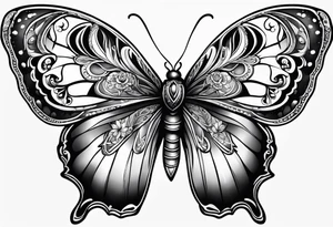 Borboleta com um coração de chama tattoo idea