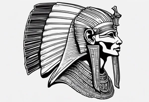 I want a Egyptian pharaoh skeleton in a headress facing the side full realistic detail for a tattoo tattoo idea