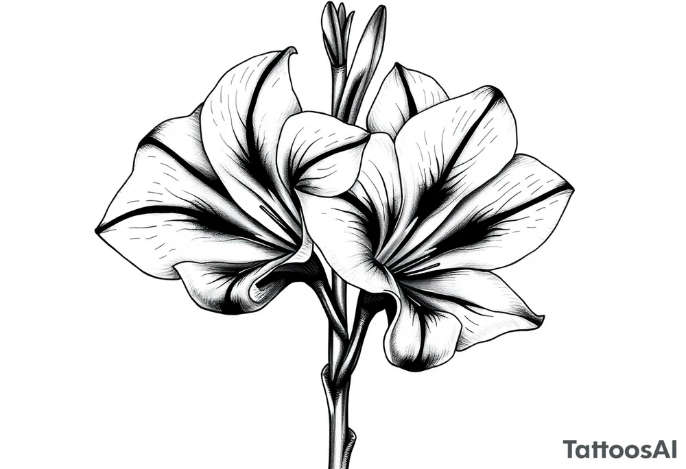 4 Large gladiolus stem flower tattoo idea