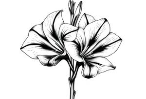 4 Large gladiolus stem flower tattoo idea