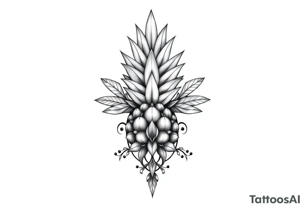 Bushy crown pineapple vagina, design to go over vagina , erotic vagina area design, anus to be at the bottom tattoo idea