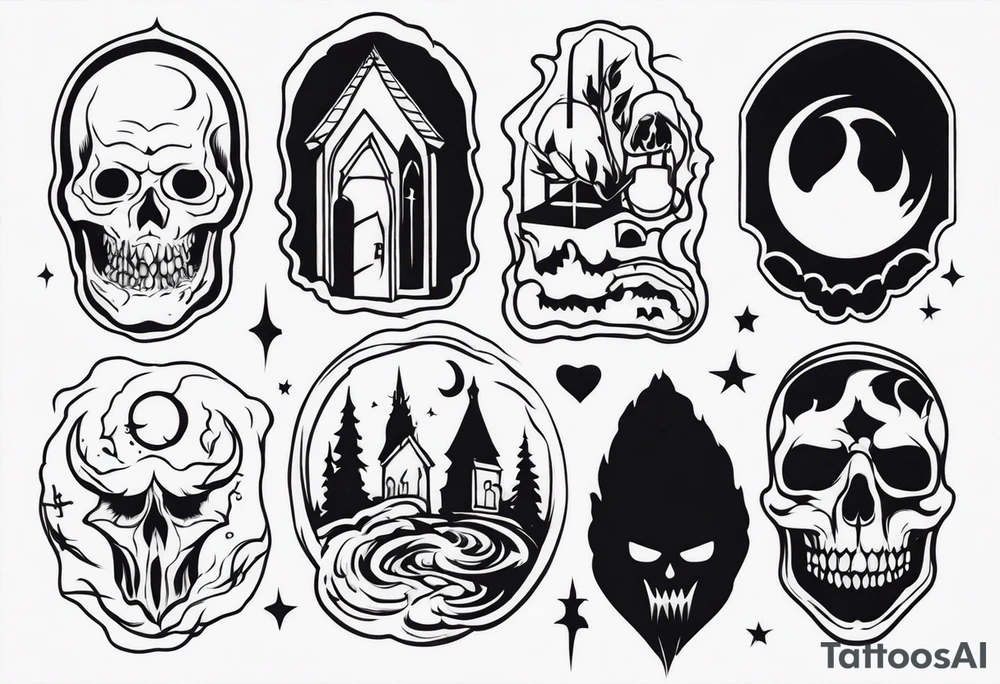 Horror theme sleeve tattoo idea