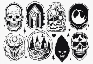 Horror theme sleeve tattoo idea
