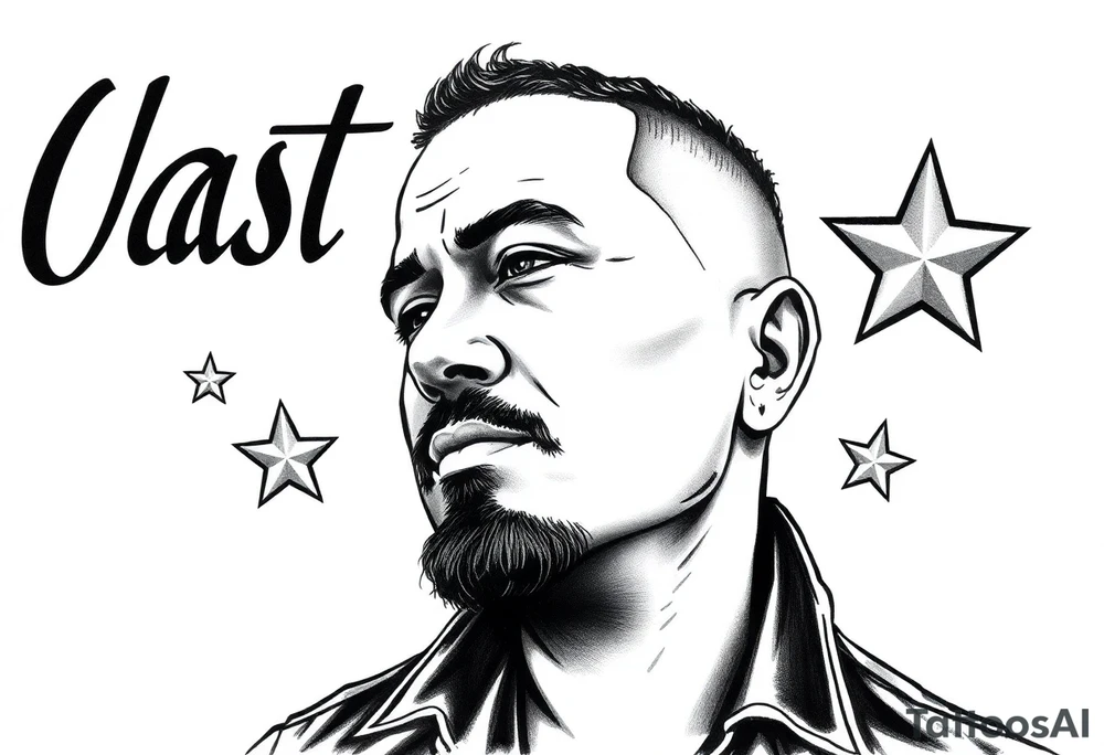 last Name Obando with stars tattoo idea