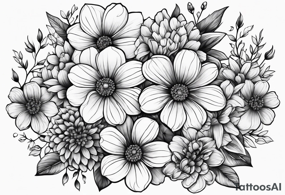 Honeycomb flowers intertwined tattoo idea
