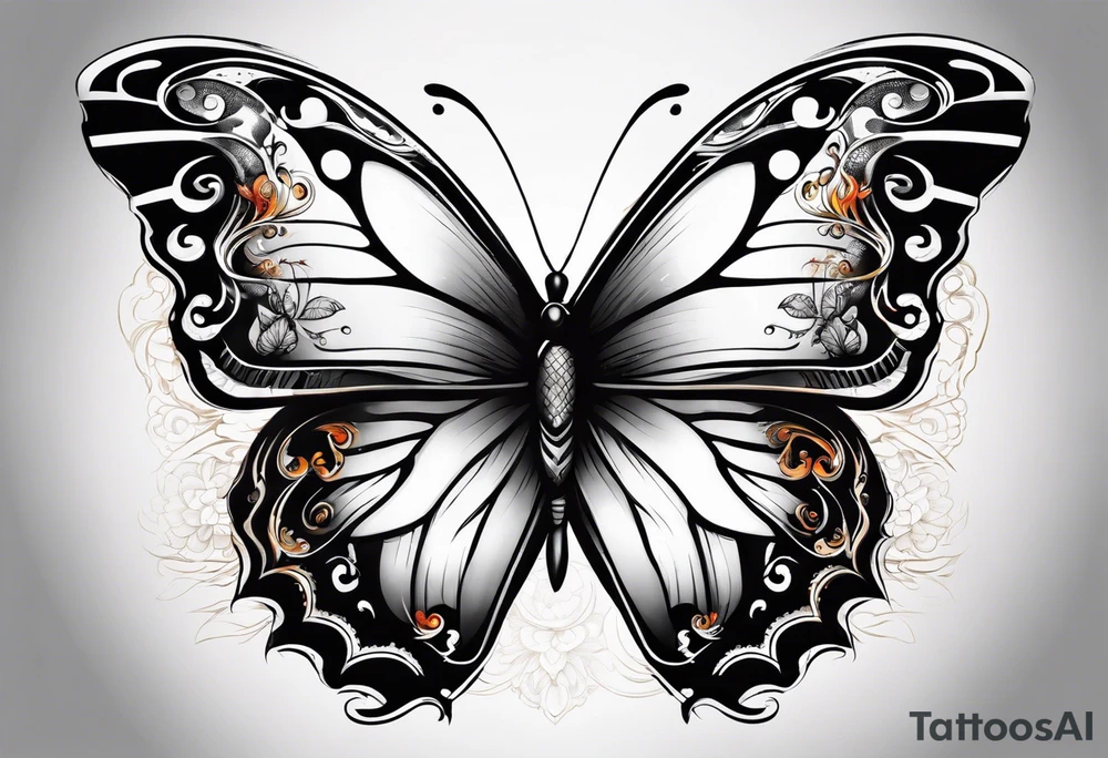 Butterfly with fire tattoo idea